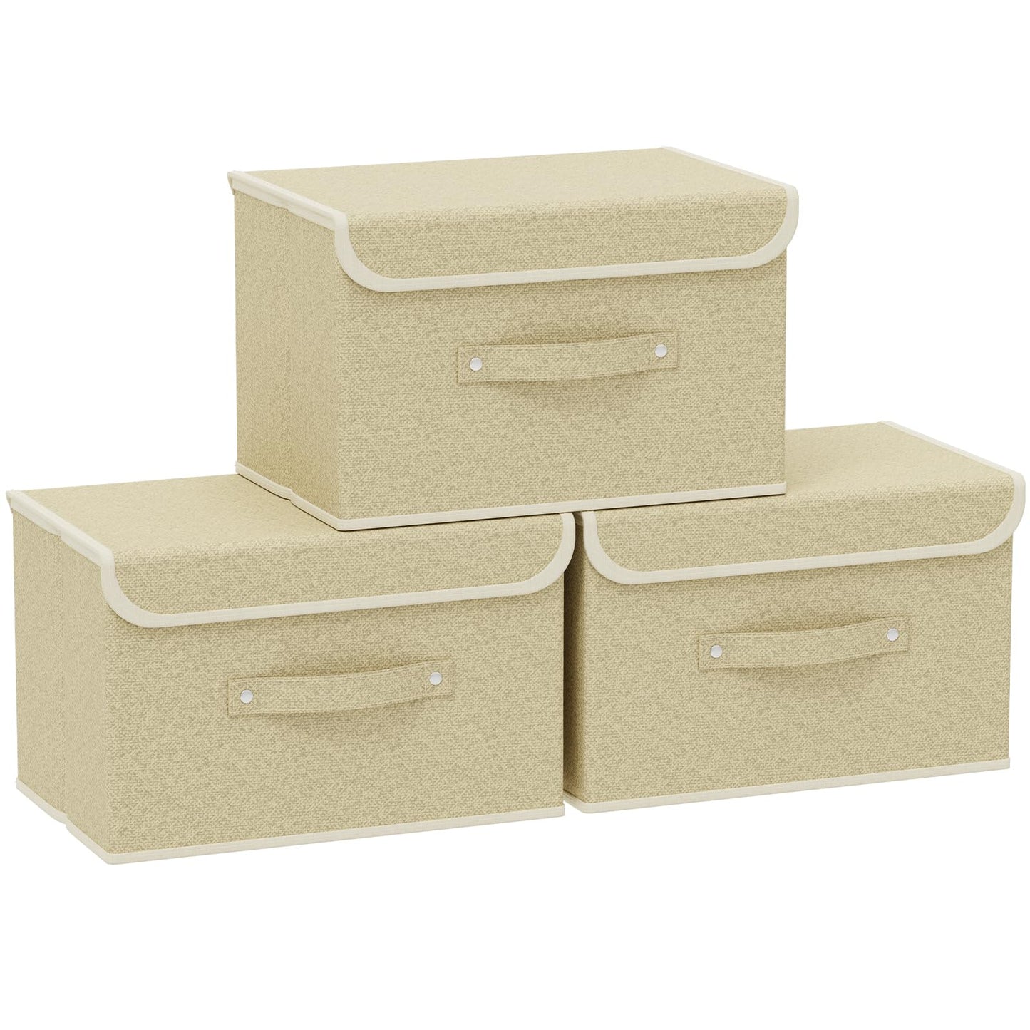 ENUMAIL Storage Bins with Handles,Grey and Beige,38x25x25cm,3 Pack