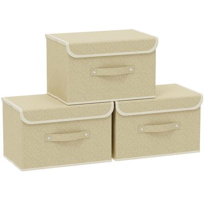 ENUMAIL Storage Bins with Handles,Grey and Beige,38x25x25cm,3 Pack