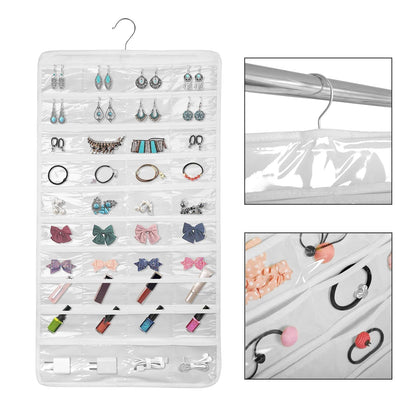 Linkstyle 160 Pocket Hanging Jewellery Organiser, Double-Sided Travel Jewelry Storage Roll, Jewelry Holder Bag with Hook, 2 PCS