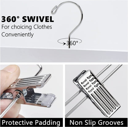 Amber Home 10pcs Wooden Trousers Hangers, Wood Skirts Hangers, White