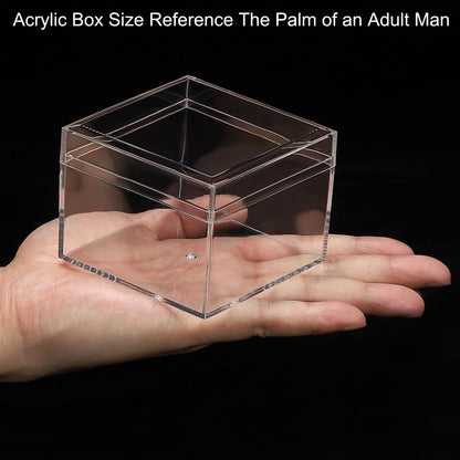 PATIKIL Acrylic Box with Lid 3.15" x 3.15" x 2.36", Clear Acrylic Display Boxes Plastic Square Cube Containers Storage Organizer for Candy Tiny