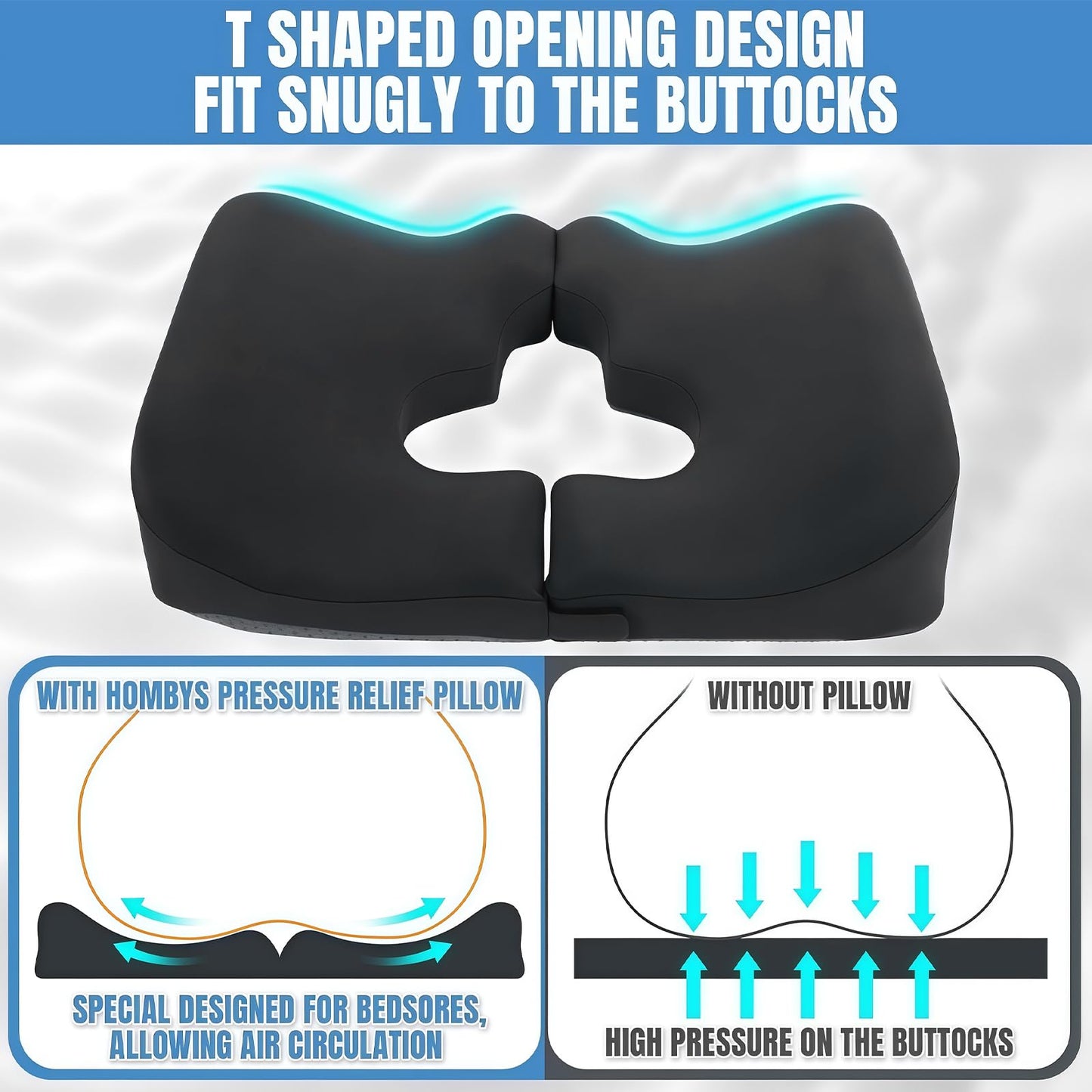CenviaLuxy Pressure Cushions For Bottoms, Coccyx Cushions For Tailbone Pain Relief, Memory Foam Pressure Relief Cushion