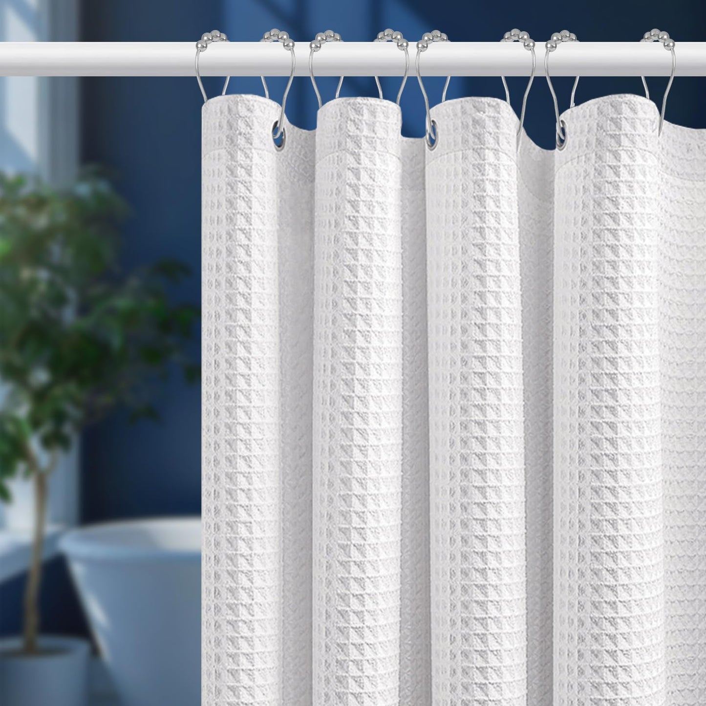 Uniclife White Waffle Shower Curtain 180x180cm Waterproof