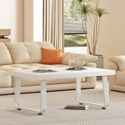 HSH White Oak Coffee Table, 55D×100W×46.5H cm, Rustic Industrial Wooden Coffee Table for Living Room Bedroom Office