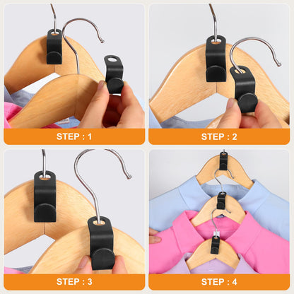 60 Pcs Hanger Connector Hooks, Space Saving Cascading Hanger Hooks, Black