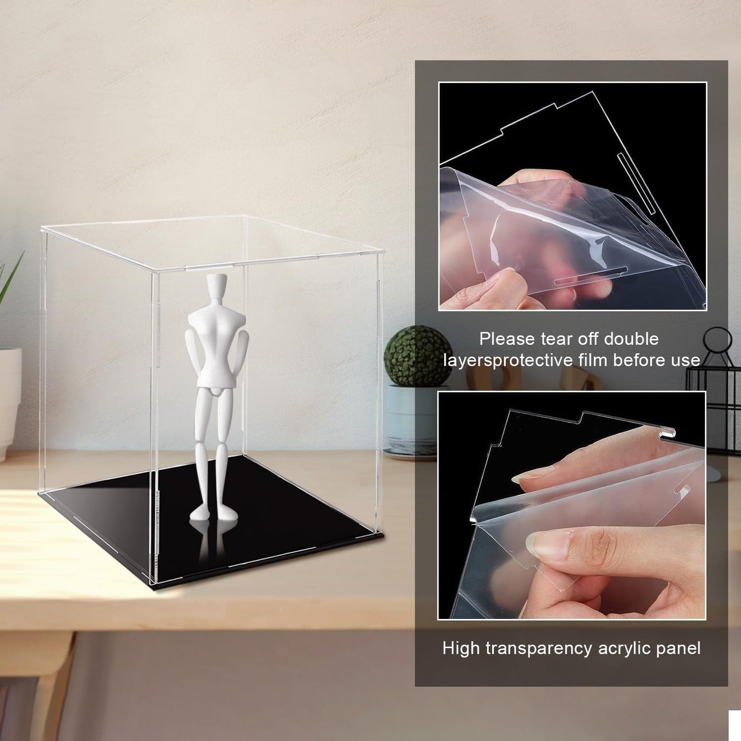 Acrylic Display Case 20 x 20 x 25 cm Clear Collectibles Display Box Display Stand Storage Protective Box for Minifigure, Toys, Crafts, Memorabilia