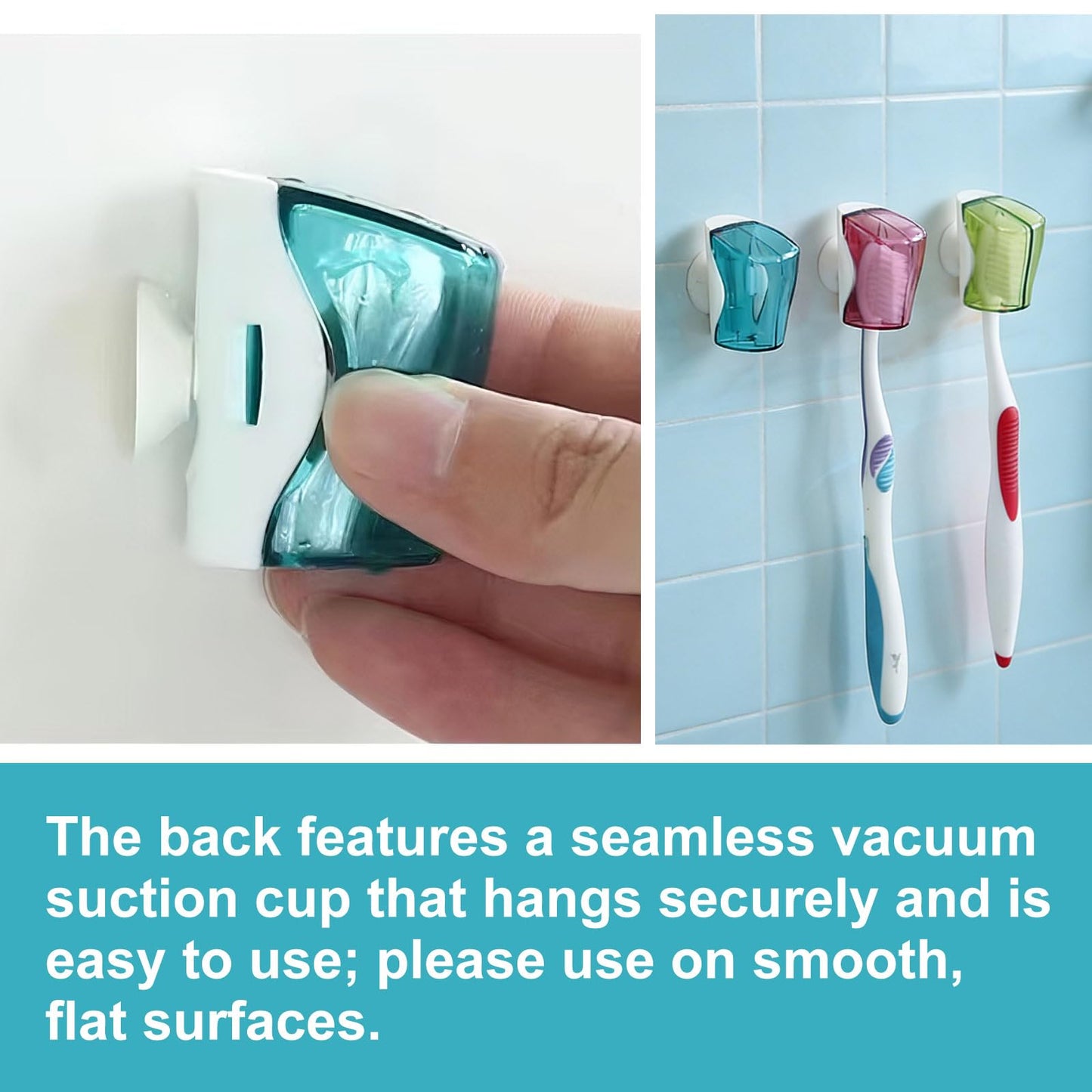 3 Pack Toothbrush Head Covers with Suction Cup, Food-Safe PC Dustproof Toothbrush Protector Caps, Wall Mounted & Portable for Bathroom, Travel