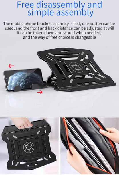 Orco Laptop Stand with Phone Holder and 360°Adjustable, Compatible with All Laptops/MacBook 13" 15" 17" (Black)
