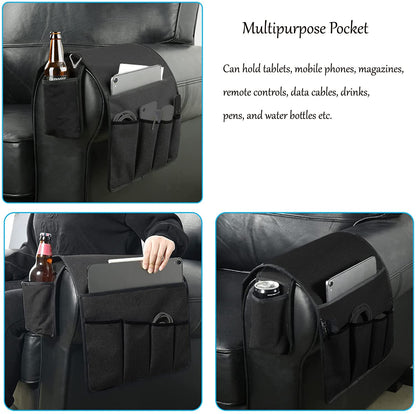 Spacmirrors KOSTOO Sofa Armrest Organizer Couch Arm Chair Caddy Sofa Cover Storage Holder for Remote Control Magazine Book Smart Phone Tablet Drinks