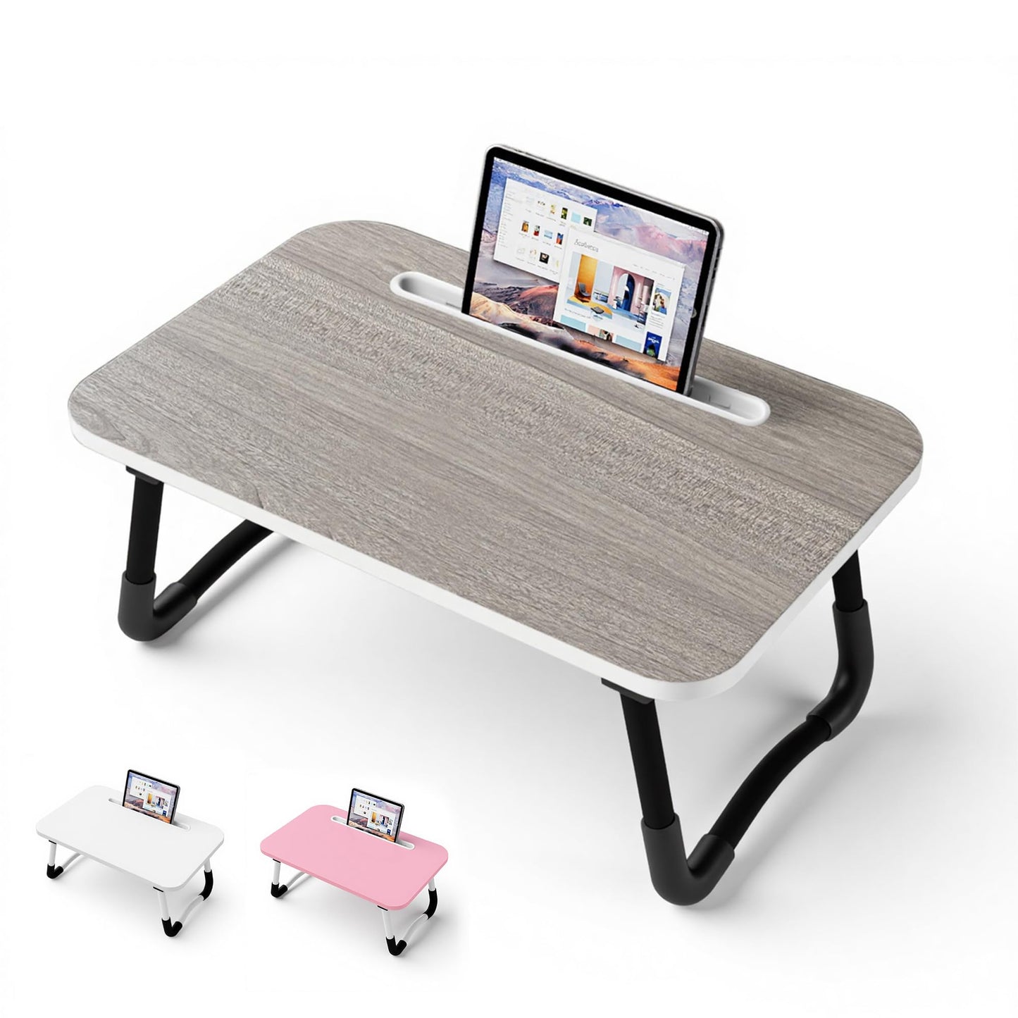 Small Laptop Bed Desk - Lap Desk 48 x 30cm for Breakfast Tray Table, Eating, Reading, Writing, Working, Laptop Stand for Bed, Sofa, Office and Home