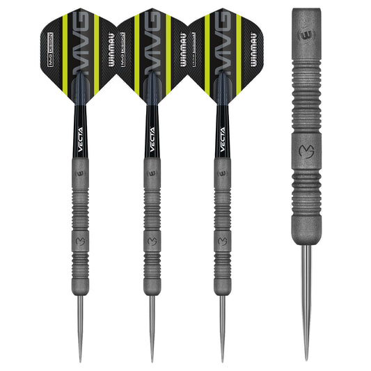 WINMAU Darts Set - Michael Van Gerwen MvG Exact Steeltip Darts - Includes Darts Flights & Stems, Available in 21.5g, 23g, 24g & 25g, Professional 90%
