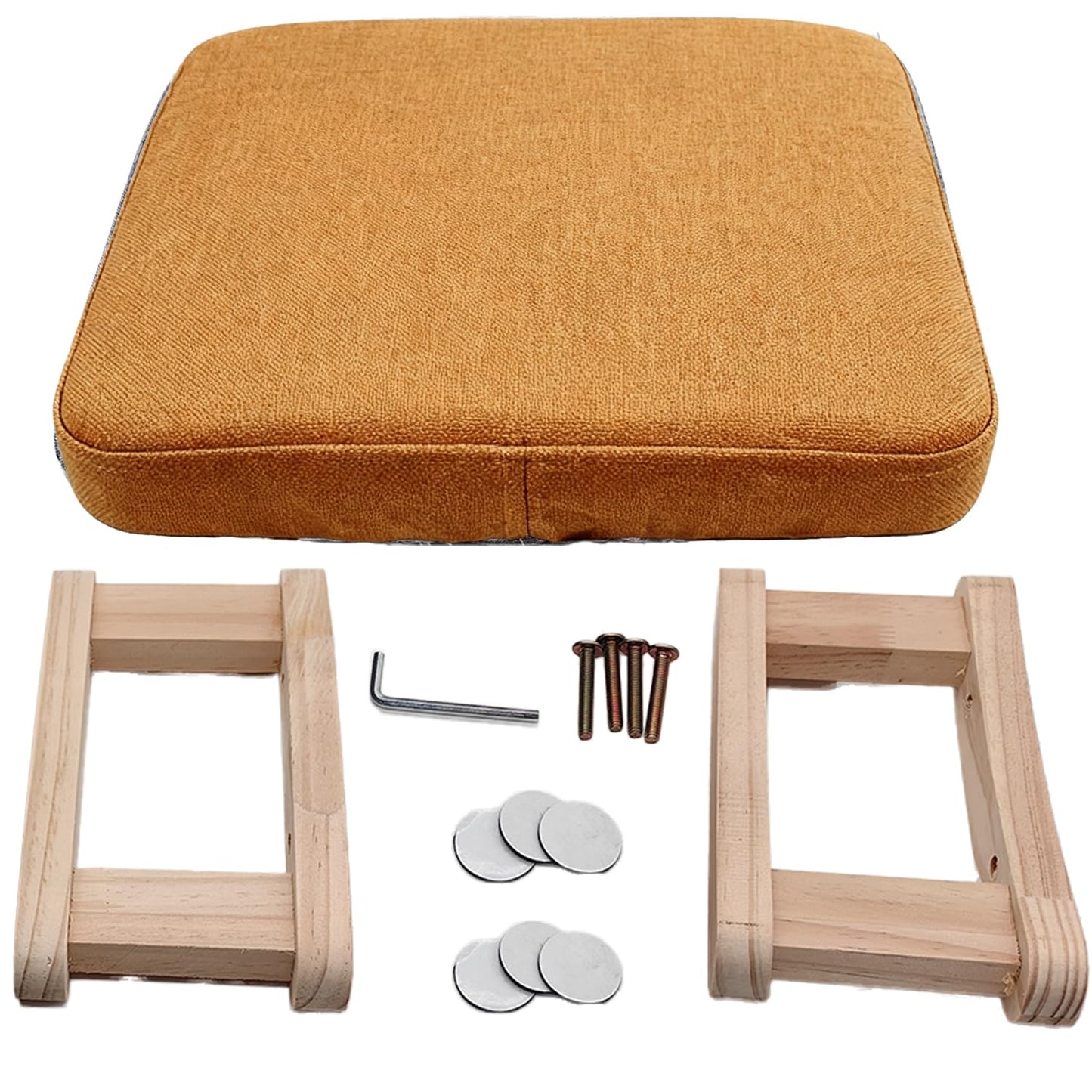 Foot Stool, Pouffe Footstool with Removable Cover, Linen Fabric Small Footstool with Cushion, Footstools for Living Room Entryway Office Bedroom