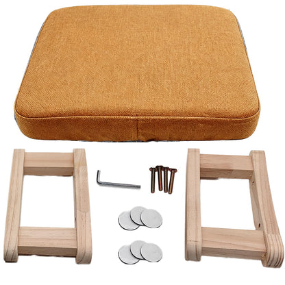 Foot Stool, Pouffe Footstool with Removable Cover, Linen Fabric Small Footstool with Cushion, Footstools for Living Room Entryway Office Bedroom