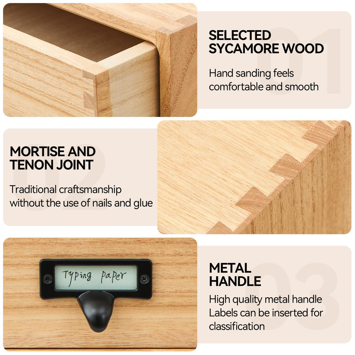 KIRIGEN Wooden Desktop Drawer Organiser, 2 Drawers, A4 Storage, Natural