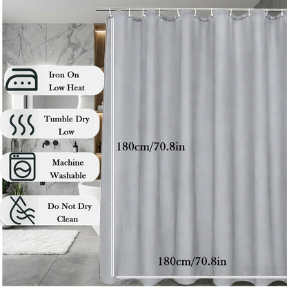 AmzDaKai Shower Curtain PEVA, Waterproof Anti-Mould Bath Curtain with Weight Tape & 12 Hooks, 180x180 cm (71x71 Inch) for Bathroom (Grey)