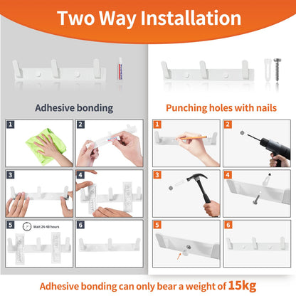Sevenpers 2 Pack Coat Hooks Wall Mounted, Heavy Duty Coat Rack with 6 Hooks