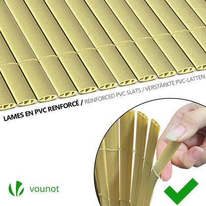 VOUNOT PVC Privacy Screening Fence 90 x 500 cm, Double Reinforced Struts Privacy Protection for Garden, Balcony and Terrace, Wind and Sun Protection