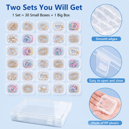 62PCS Bead Storage Box Small Bead Organiser Storage Box Flip Top Lids