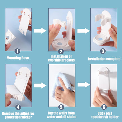 DOETYD 4 Packs Toothbrush Holder Electric Toothbrush Holder Wall Mounted Toothbrush Storage with Adhesive Plastic Electric Toothbrush Stand for
