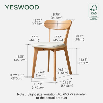 2PCS Modern Solid Dining Chairs Set, Upholstered Fabric Dining Room Chairs