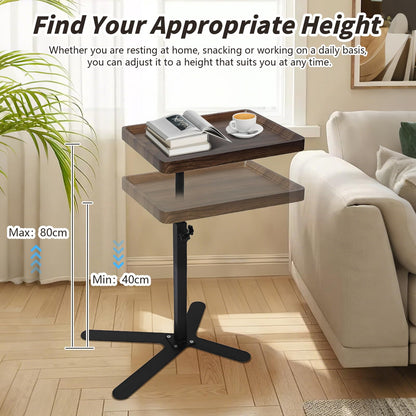 XUDREZ Adjustable X Shaped Side Table with360° Swivel Tabletop, End Table for Living Room Bedroom Sofa Bathtub Bedside Nursing