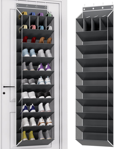 KYEVIS 10 Tier Over Door Shoe Storage Organiser with Deep Pockets, Large Capacity Hanging Storage Rack for Sneakers, Boots
