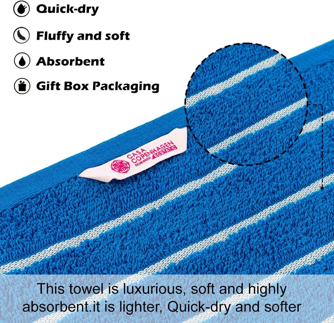 CASA COPENHAGEN Ecstatic 6-piece towel set, 600 GSM Electric Blue, 2 bath towels, 2 hand towels, 2 washcloths, designed in Denmark