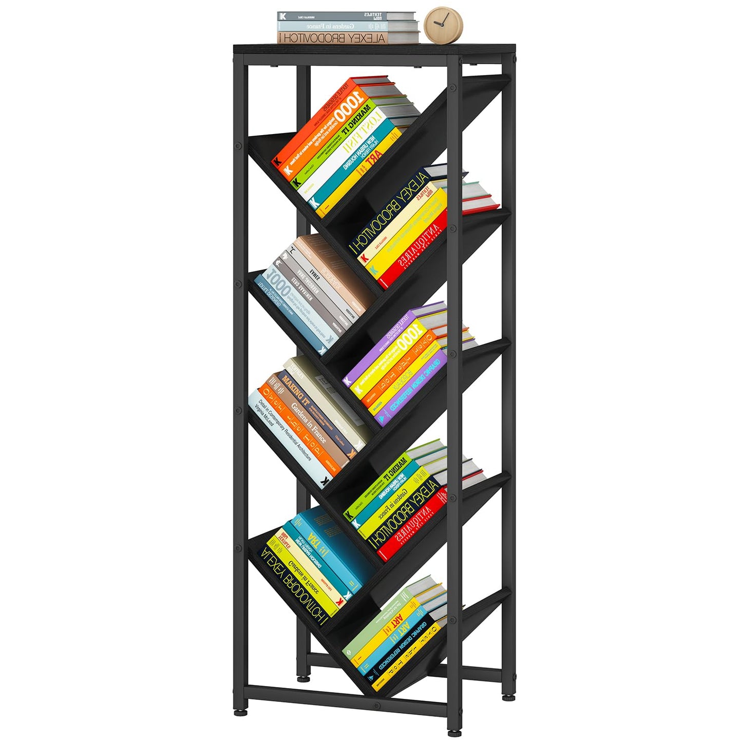 IBUYKE 9 Tier Tree Bookshelf with Top Shelf,Black TBC002B