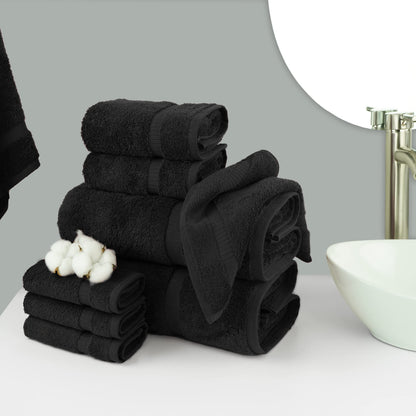 Chakir Turkish Linens | Hotel & Spa Quality 100% Cotton Premium Turkish Towels | Soft & Absorbent (8-Piece Towel Sets, Black)