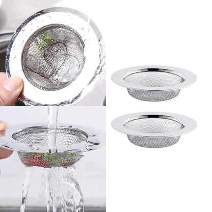 2pcs Stainless Steel Sink and Shower Drain Strainers, 77mm Diameter