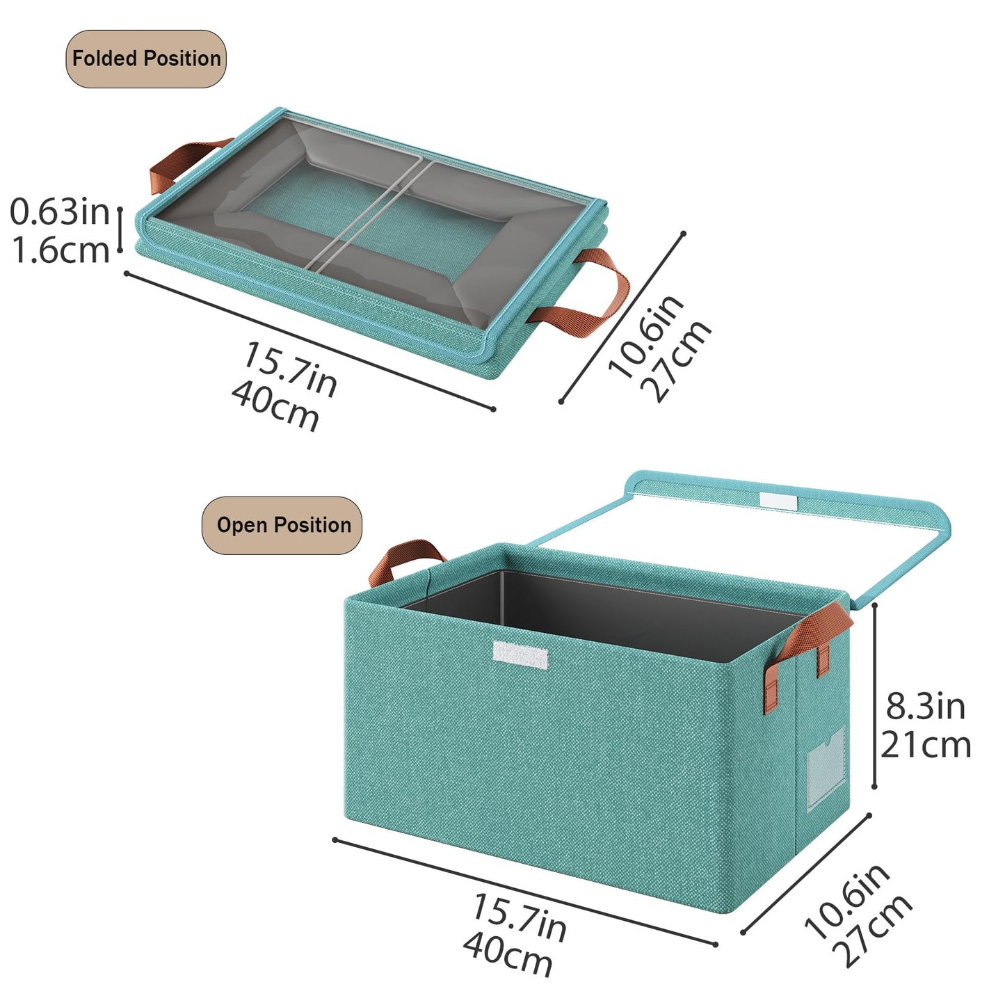 AARAINBOW Wardrobe Clothes Storage Box with Lid & Handle, 4 Pcs Fabric Storage Boxes with Metal Frame