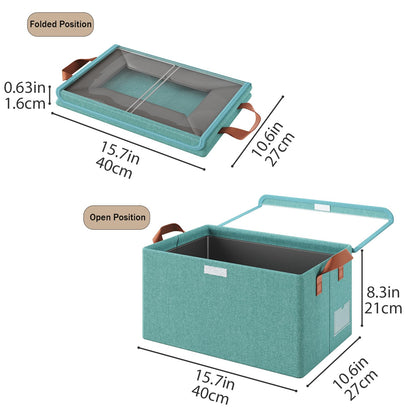 AARAINBOW Wardrobe Clothes Storage Box with Lid & Handle, 4 Pcs Fabric Storage Boxes with Metal Frame