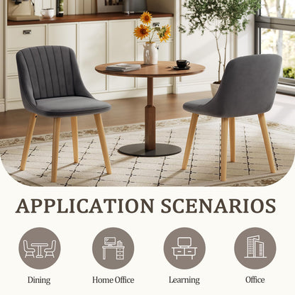 Goeurvant Dining Chairs Set of 4 Upholstered Chairs for Living Room with Wood Legs Velvet Kitchen Chair, Dark Grey