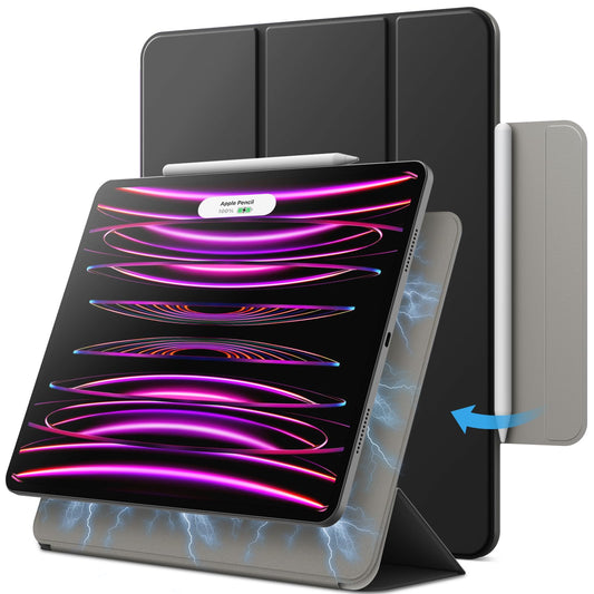 JETech Magnetic Case for iPad Pro 12.9 Inch 2022/2021/2020/2018 (6th/5th/4th/3rd Generation), Pencil 2nd Charging, Magnetic Attachment, Cover Auto