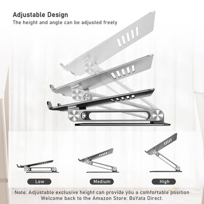 BoYata Laptop Stand, Multi-Angle Adjustable Laptop Riser with Heat-Vent