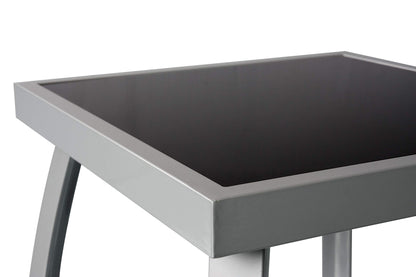 Jarder Garden Coffee Side Snack Table | Square | Aluminium & Tempered Glass | Patio Outdoor