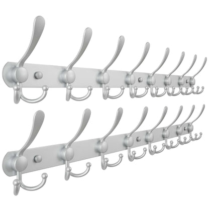 Dseap Coat Rack Wall Mount - 74cm Long 8-Tri-Hooks Heavy Duty Coat Hanger Rail Wall Hooks for Hanging Coats Hats Clothing Clothes Purse Mudroom