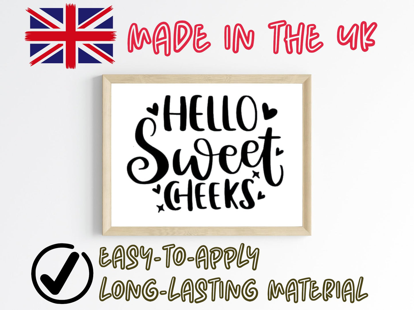 Hello Sweet Cheeks Bathroom Accessory, Cute Stickers - Funny Toilet Sticker, Bathroom Sign, Toilet Lid Decal, Bathroom Wall Art