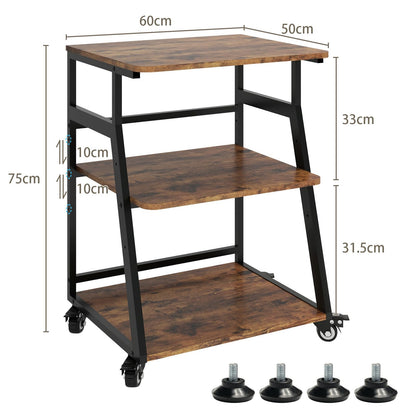 PUNCIA 60x50x75cm Printer Stand, 3 Tier Printer Table with Storage