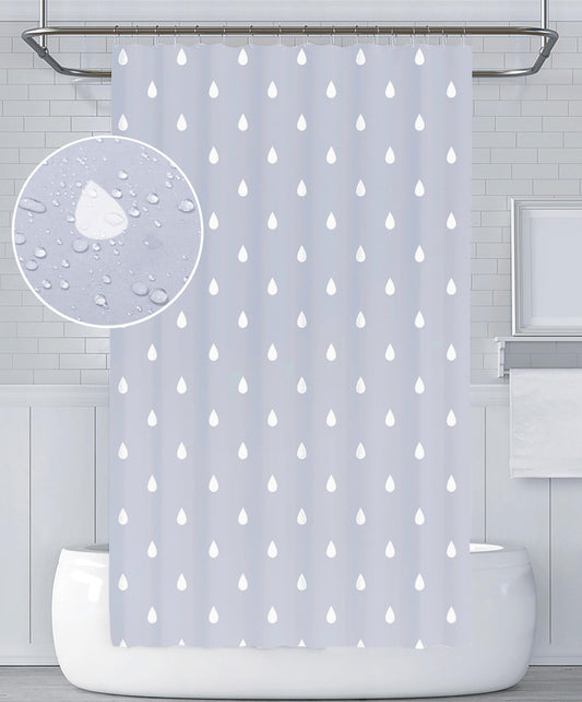 YOUNG DA Fabric Shower Curtain Grey & White Water Droplets Design for Bathroom, Shower Curtains Mould Proof Resistant 72x72 inch, Washable and