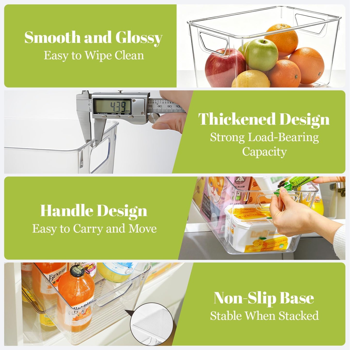 zxevg Clear Acrylic Storage Boxes 6-Pack with Handle