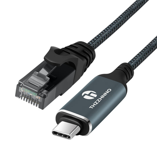Thzzhnno USB C to Ethernet Cable 10M, Type C to RJ45 Gigabit LAN Network Adapter Cord,Directly Connected,Thunderbolt 3/4 Compatible for MacBook
