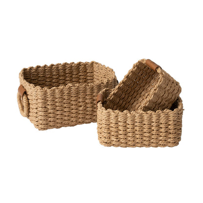 LA JOLIE MUSE Small Wicker Baskets for Organizing, Paper Rope Desert 3 Pack