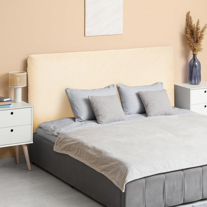 sourcing map Bed Headboard Slipcover, 200cm Jacquard Fabric Stretch Protector Covers, Dustproof Cover for King Size Headboard Bedroom Decor, Beige
