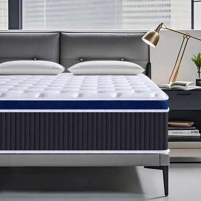SEZMOONSI King Size Mattress, Gel Memory Foam King Mattresses 5FT, Hybrid Pocket Spring Kingsize Matress
