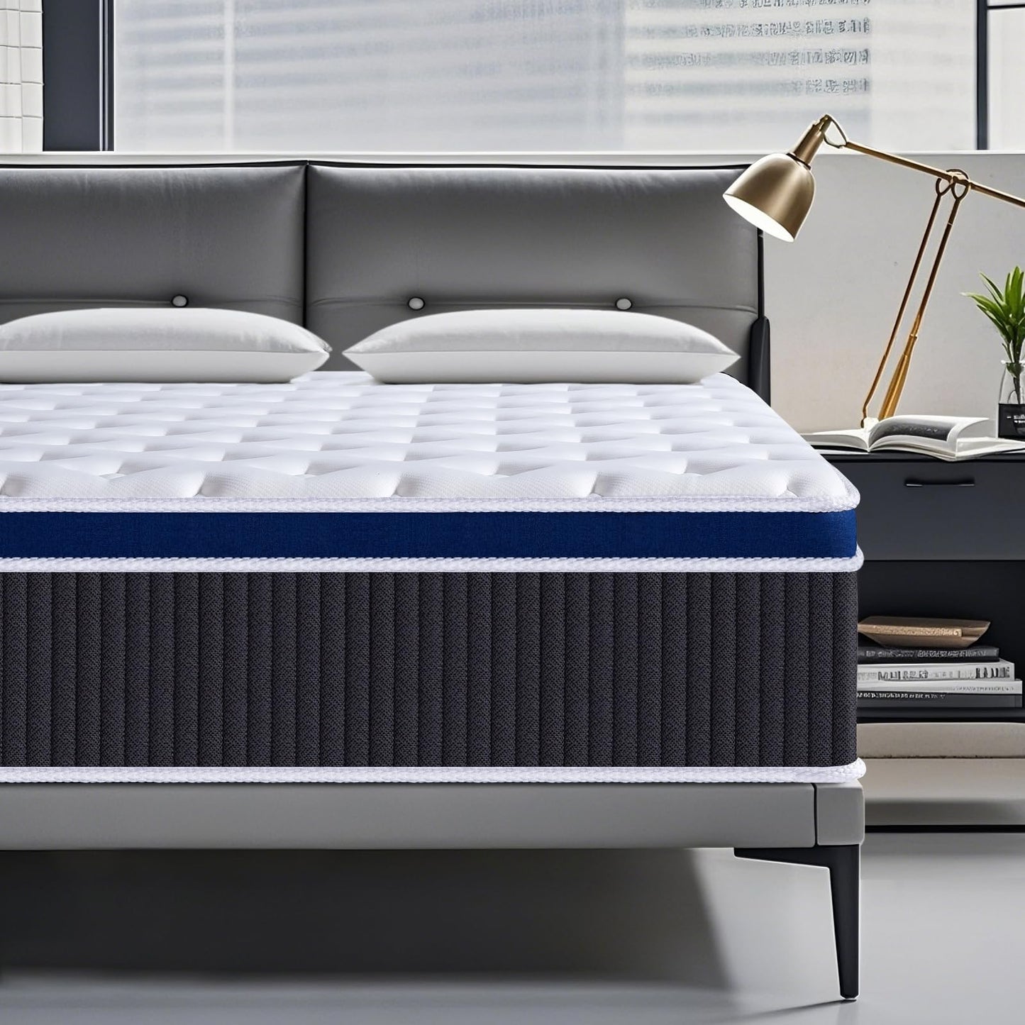 SEZMOONSI Super King Size Mattress 9.1 Inch, 6FT Hybrid Gel Memory Foam Superking Matress, Individually Pocket Sprung