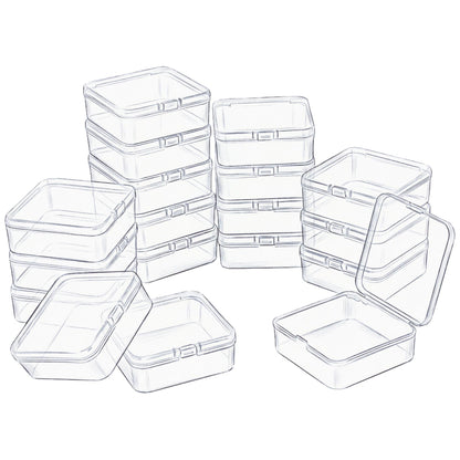 LJY Clear Square Plastic Boxes with Lids, 18 Pack, 3.7 x 3.7 x 1.4 in