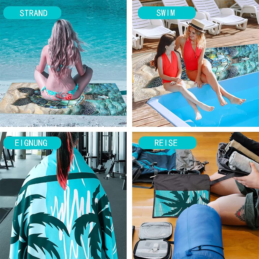 JAODFK Microfibre Beach Towel 71"X32" Quick Dry Lightweight Sand Free Extra Large Thin Towels Travel Essentials For Adults Womens Swim Bath