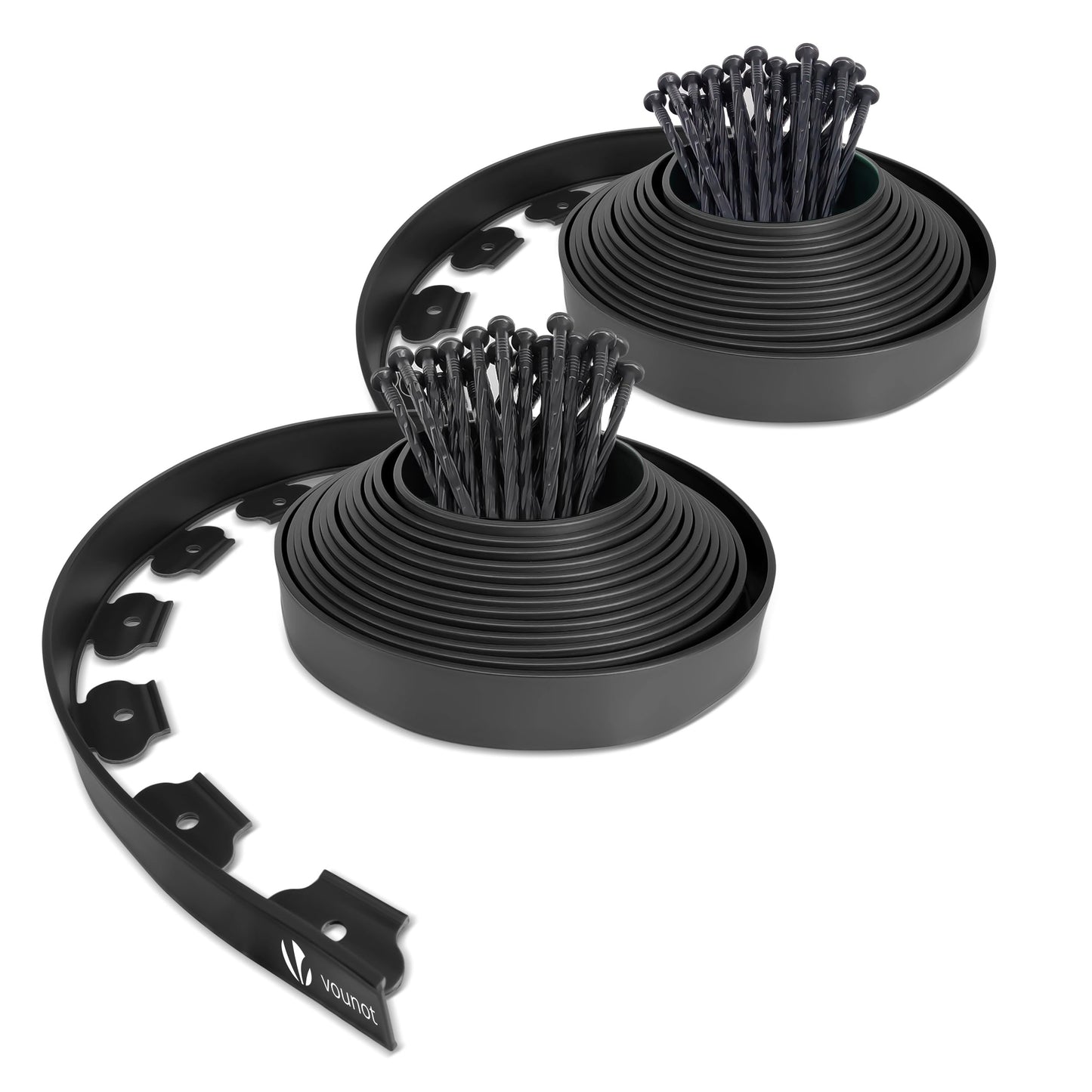 VOUNOT 20m Flexible Lawn Edging, Plastic Garden Edging Border with 60 Strong Securing Pegs, Height 5cm, Black
