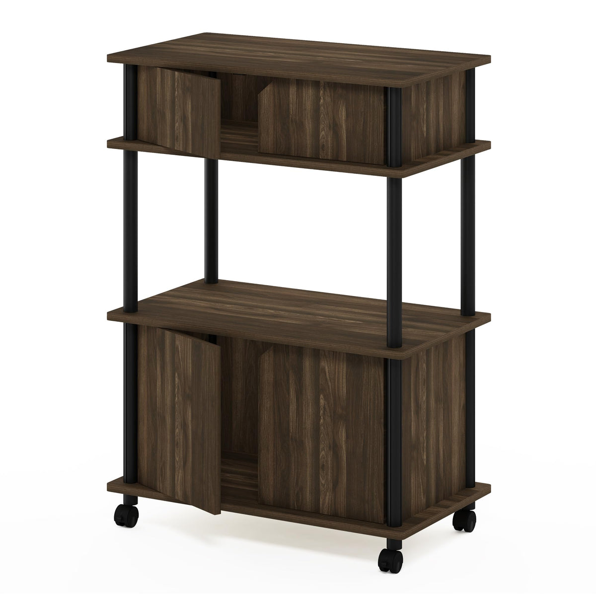 Furinno TURN-N-TUBE Printer Stand with Storage, 4-Tier Printer Stand with Wheels, Large Printer Stand, for CPU, Office Supplies, Home Office